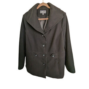 JM‎ Collection Woman Black Wool Blend Double Breasted Pea Coat Size 2X